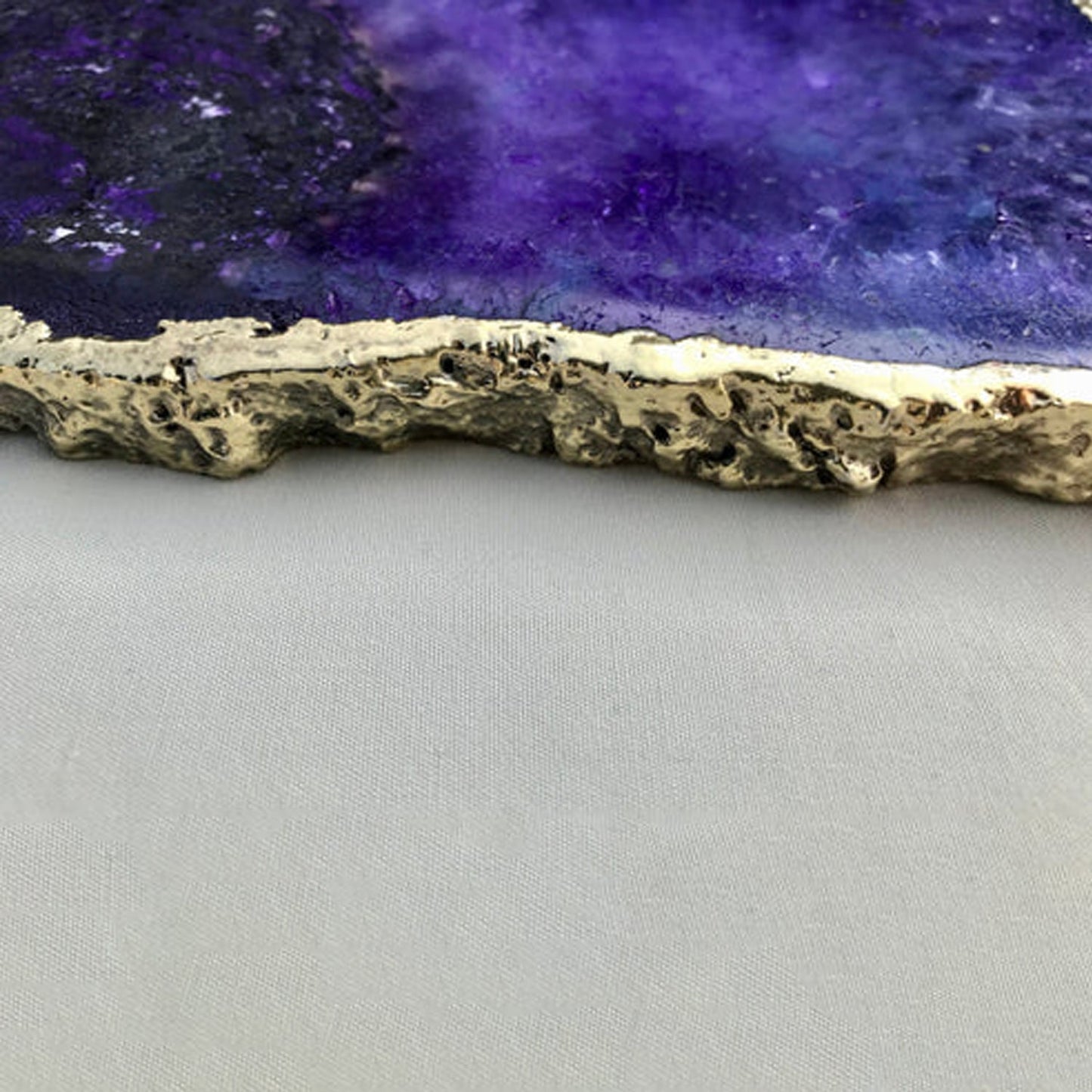 Large Purple Blue Galaxy Agate Cheese Platter/Tray/Personalised