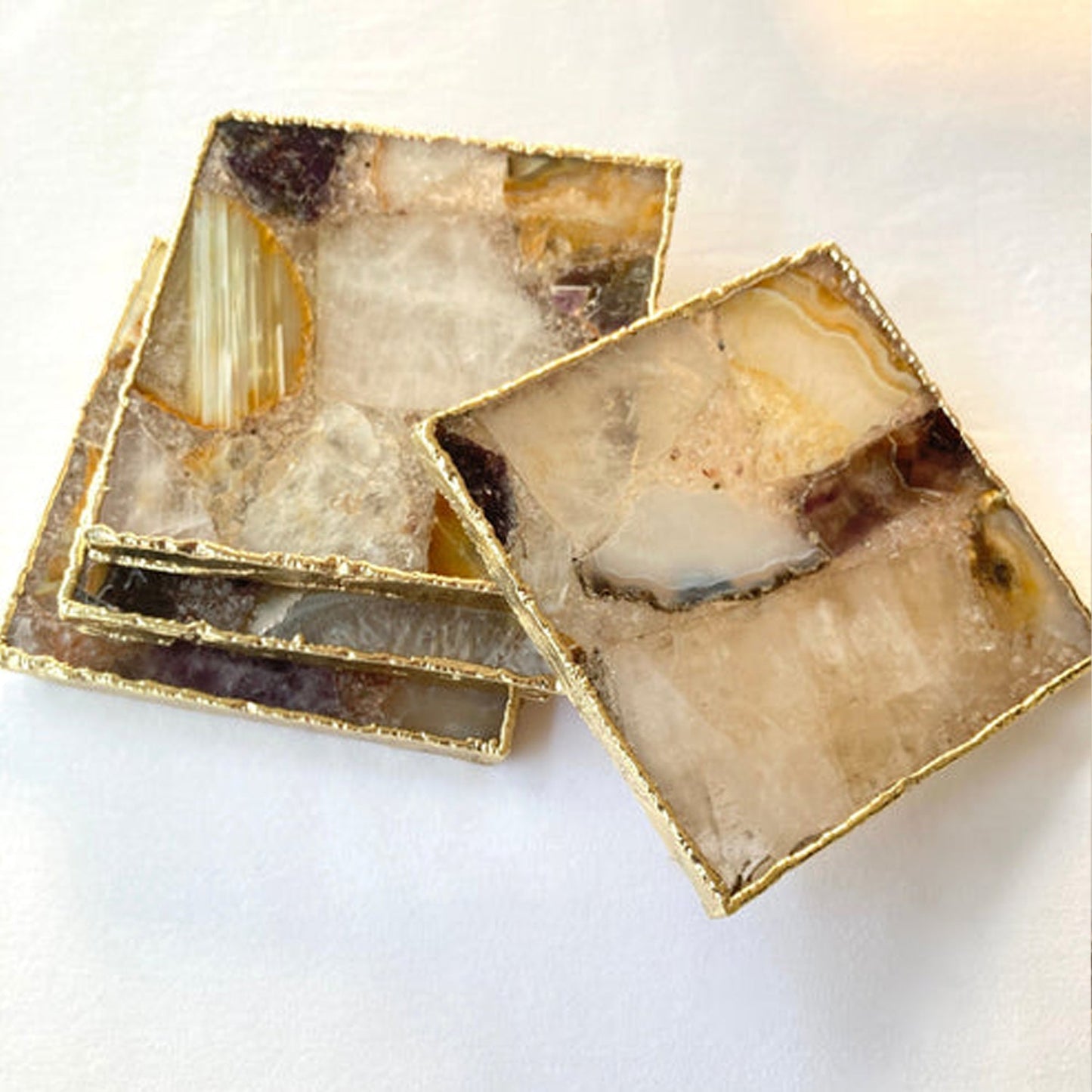 Raw Mixed Agate - Set of 4 Large Square Coasters | Personalised Momen