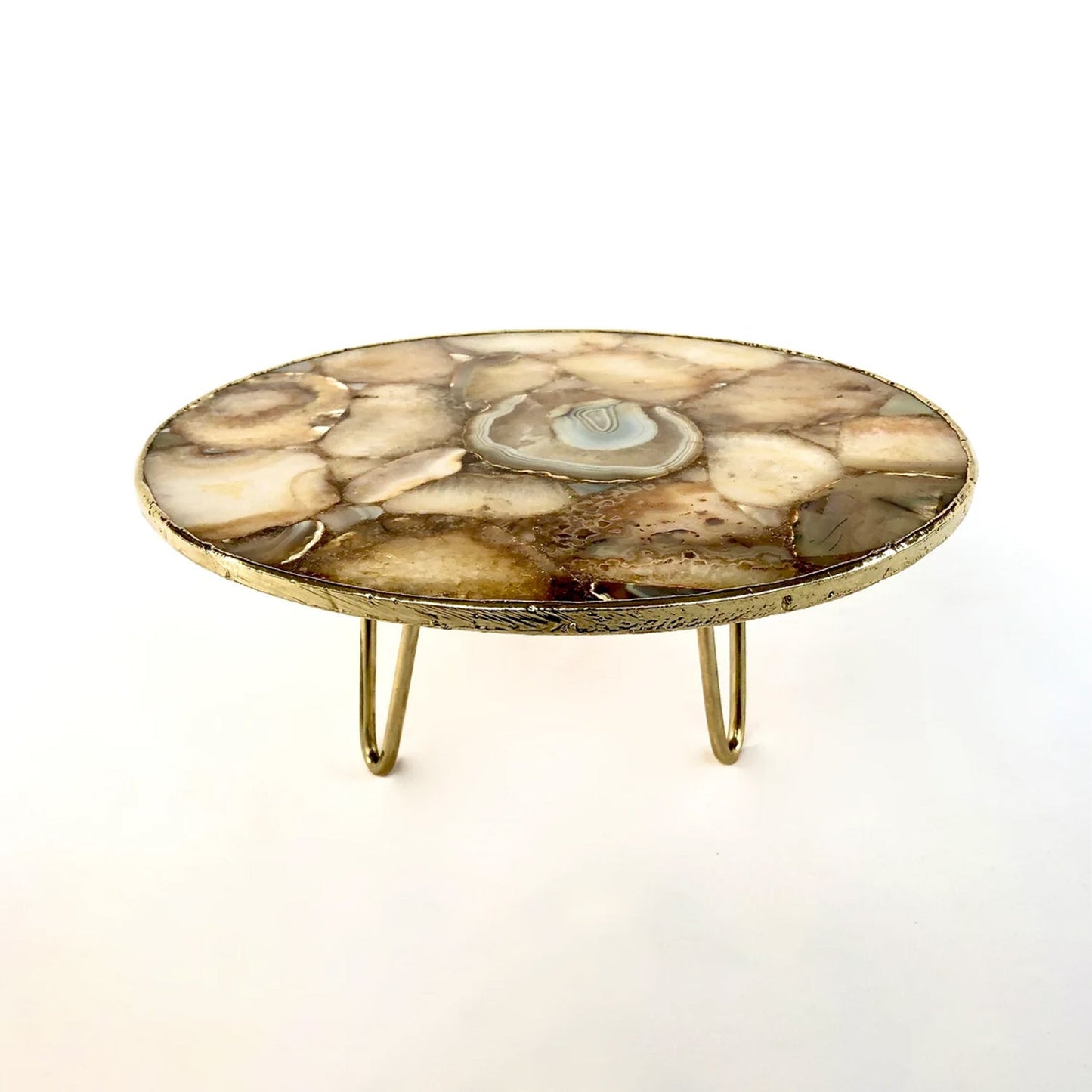 Golden Brown Agate Cake Stand/Centrepiece/Display Stand/Tray 10" Round