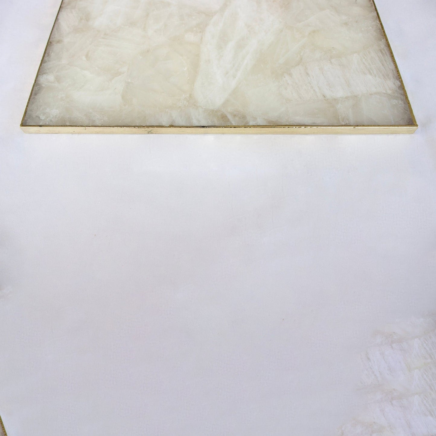 White Agate Serving Tray With Brass Handles | Square