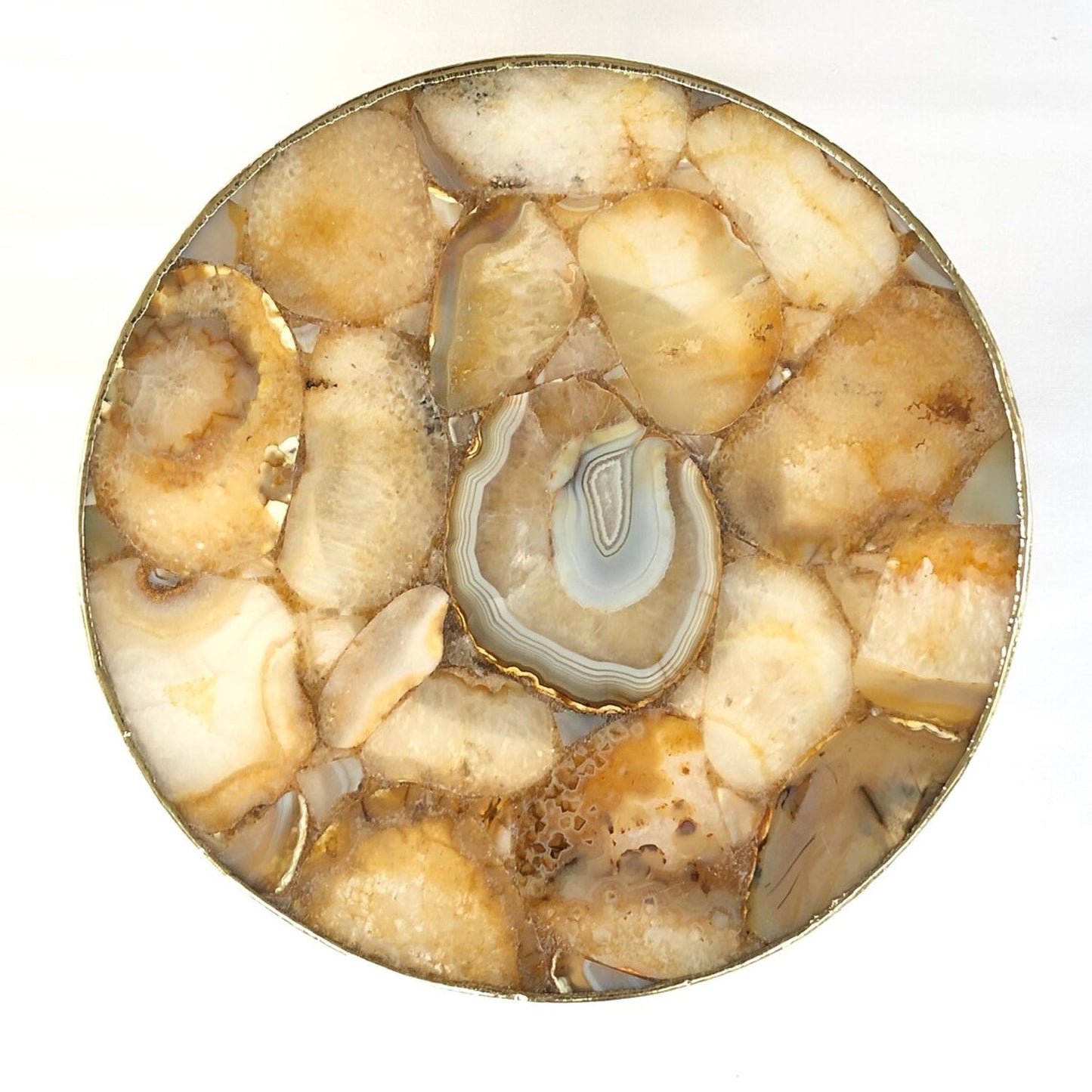 Golden Brown Agate Cake Stand/Centrepiece/Display Stand/Tray 10" Round