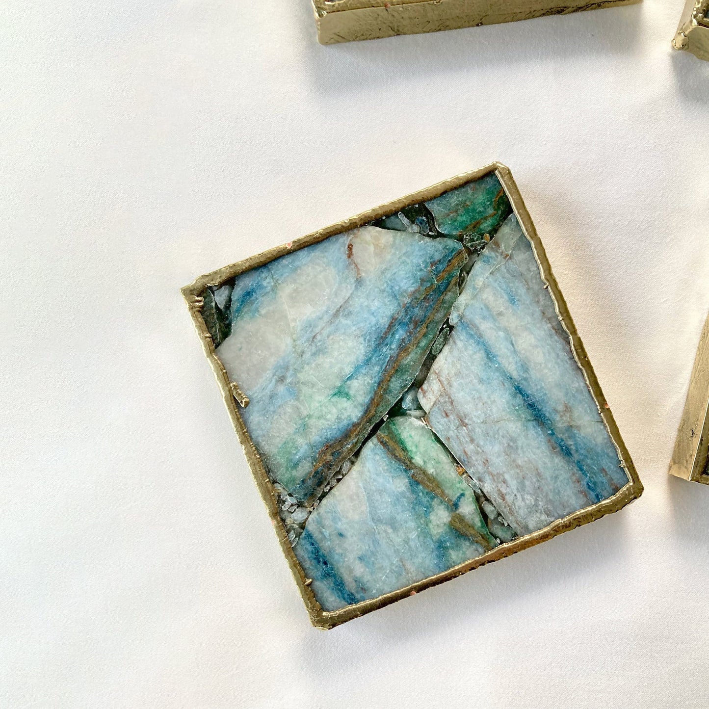 Blue-Green Composite Agate - Set of 4 Large Square Coasters |