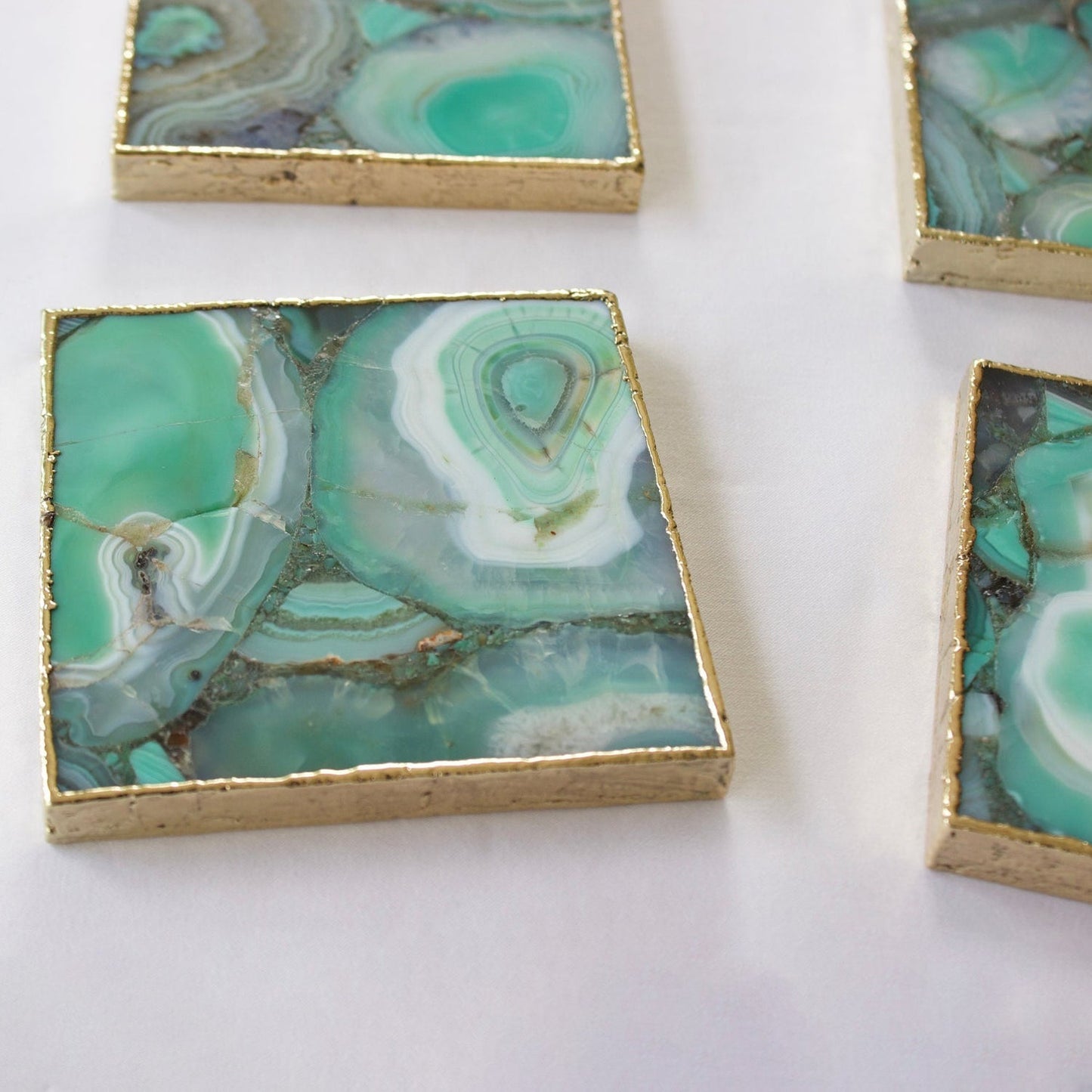 Green Agate - Set of 4 Large Square Coasters | Personalised Momentos