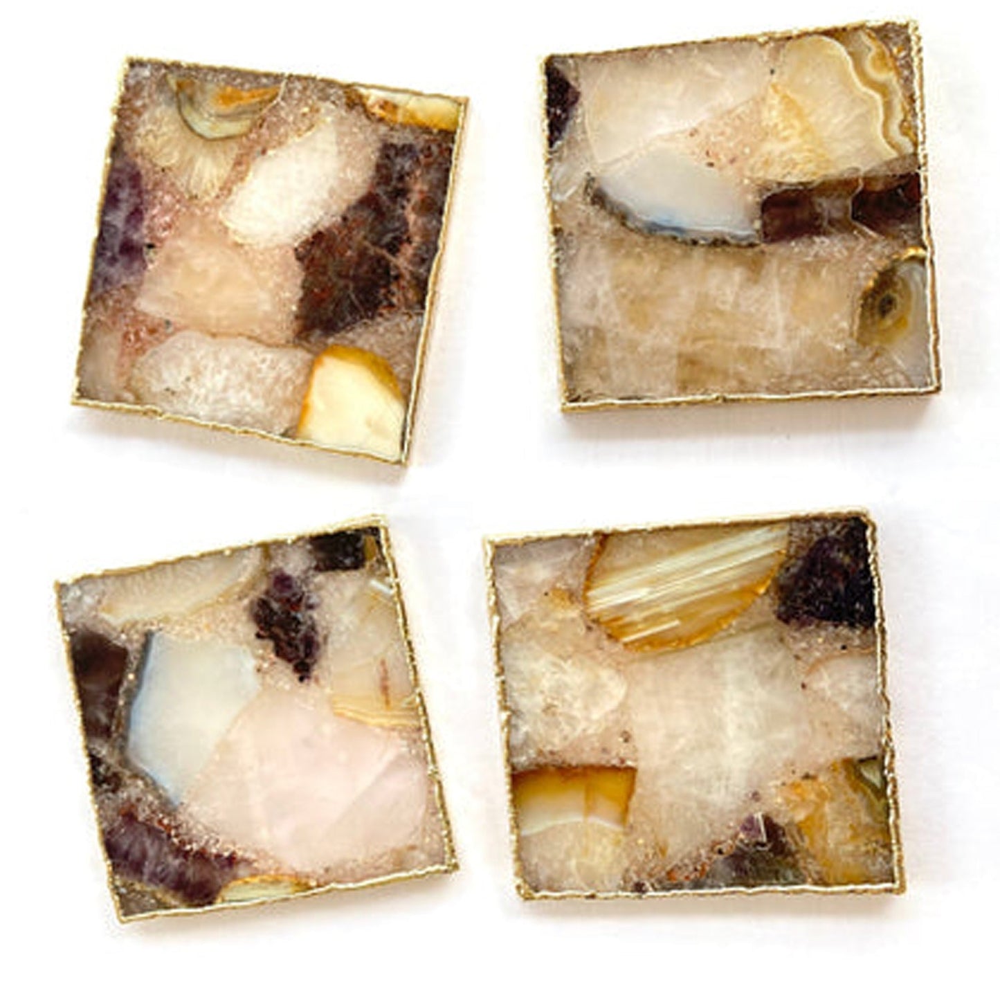 Raw Mixed  Agate - Set of 4 Large Square Coasters | Personalised Momen
