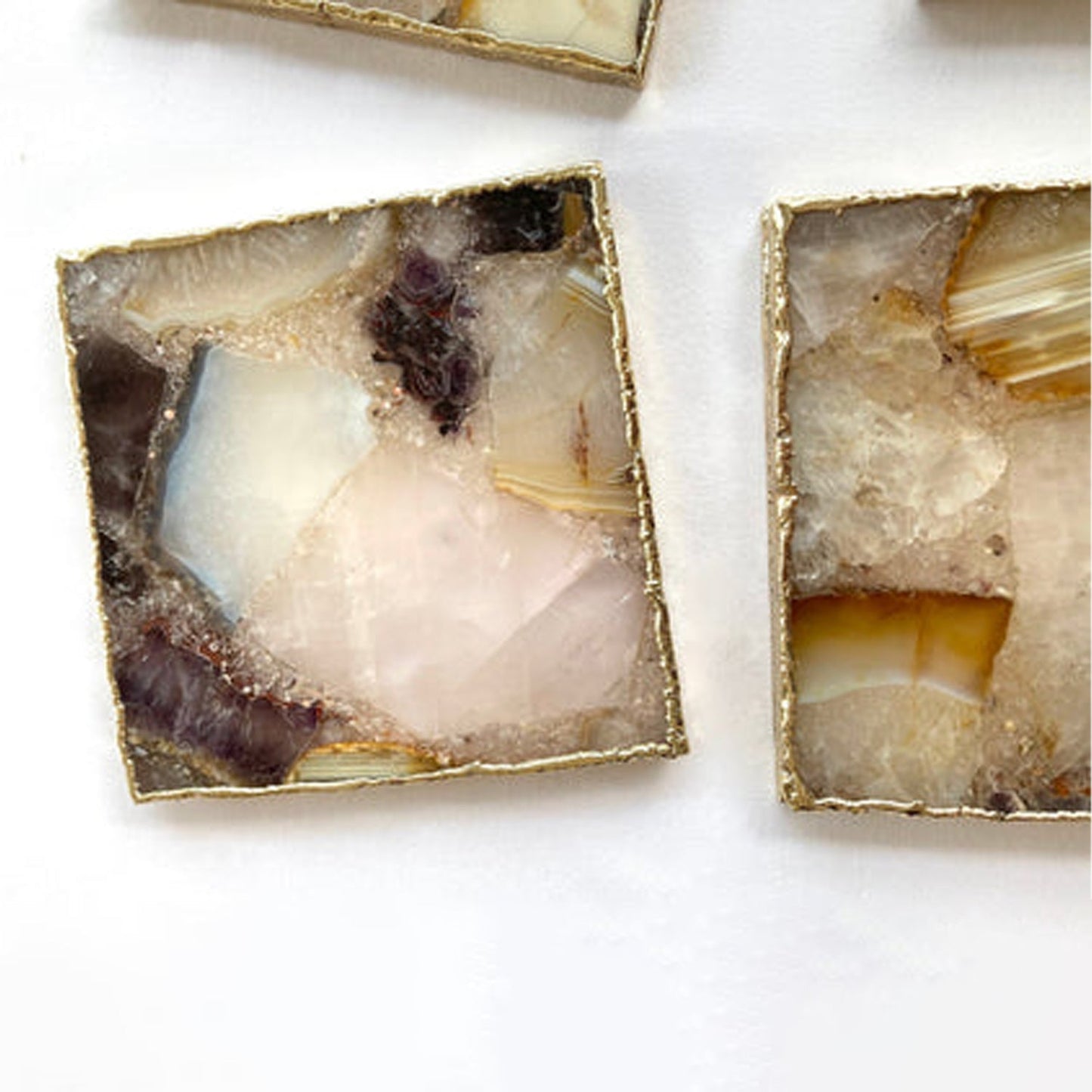 Raw Mixed  Agate - Set of 4 Large Square Coasters | Personalised Momen