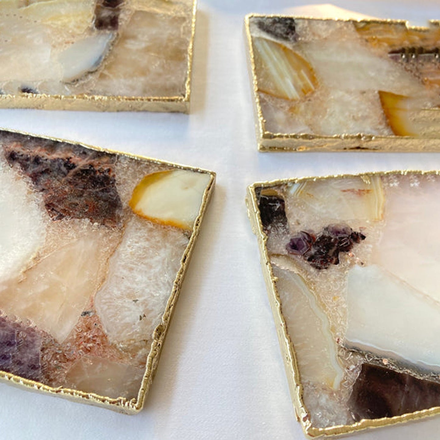 Raw Mixed  Agate - Set of 4 Large Square Coasters | Personalised Momen