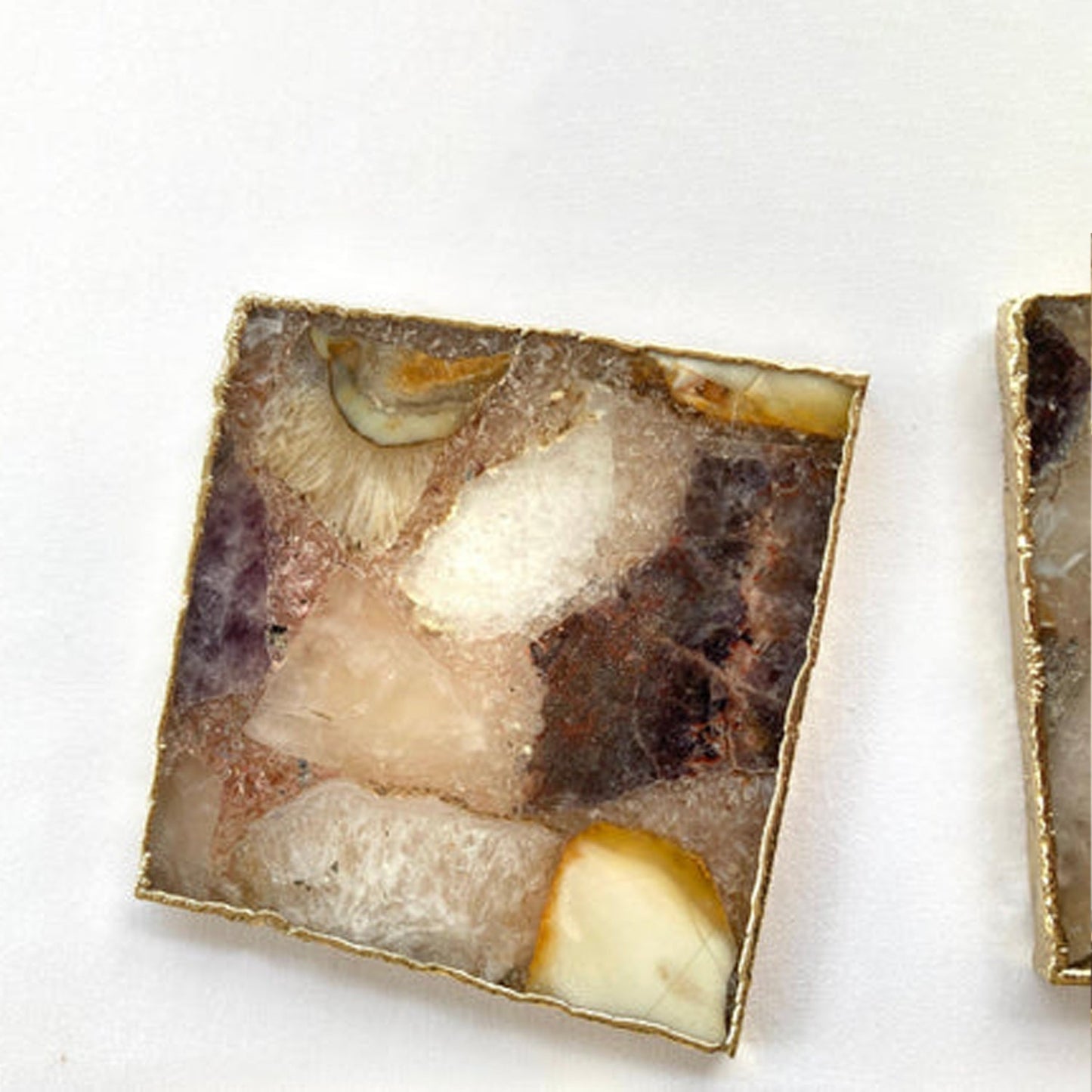Raw Mixed  Agate - Set of 4 Large Square Coasters | Personalised Momen