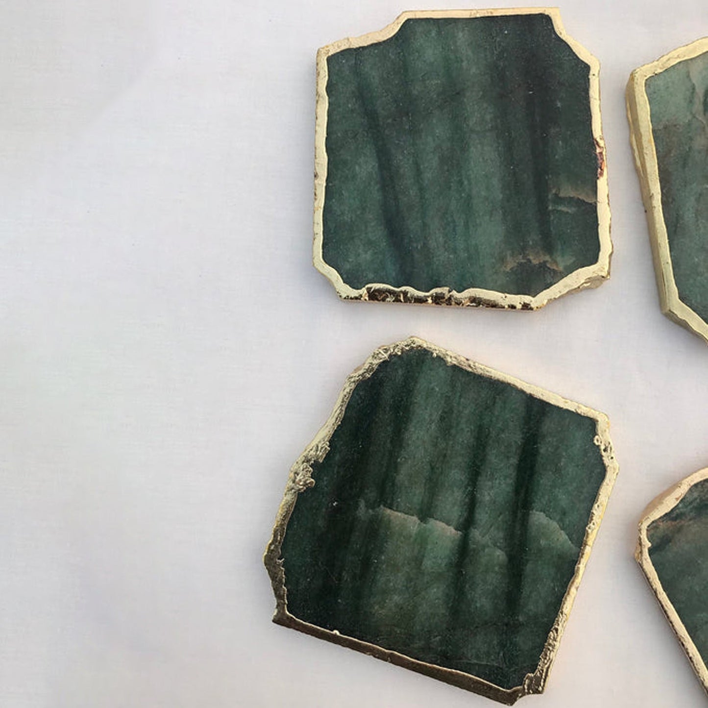 Sage Green Agate Aventurine Set of 4 Large Coasters/Personalised
