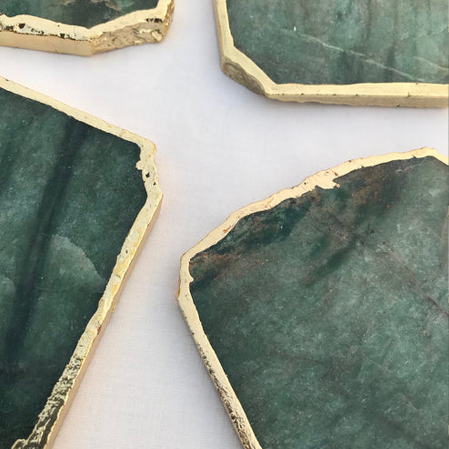 Sage Green Agate Aventurine Set of 4 Large Coasters/Personalised
