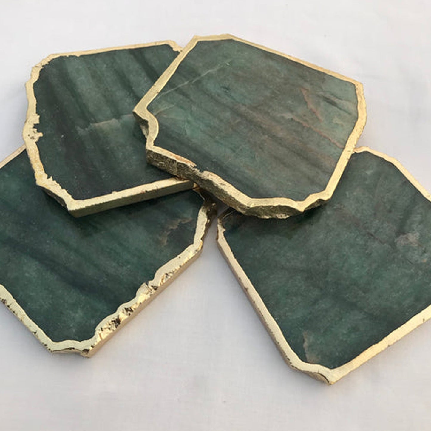 Sage Green Agate Aventurine Set of 4 Large Coasters/Personalised