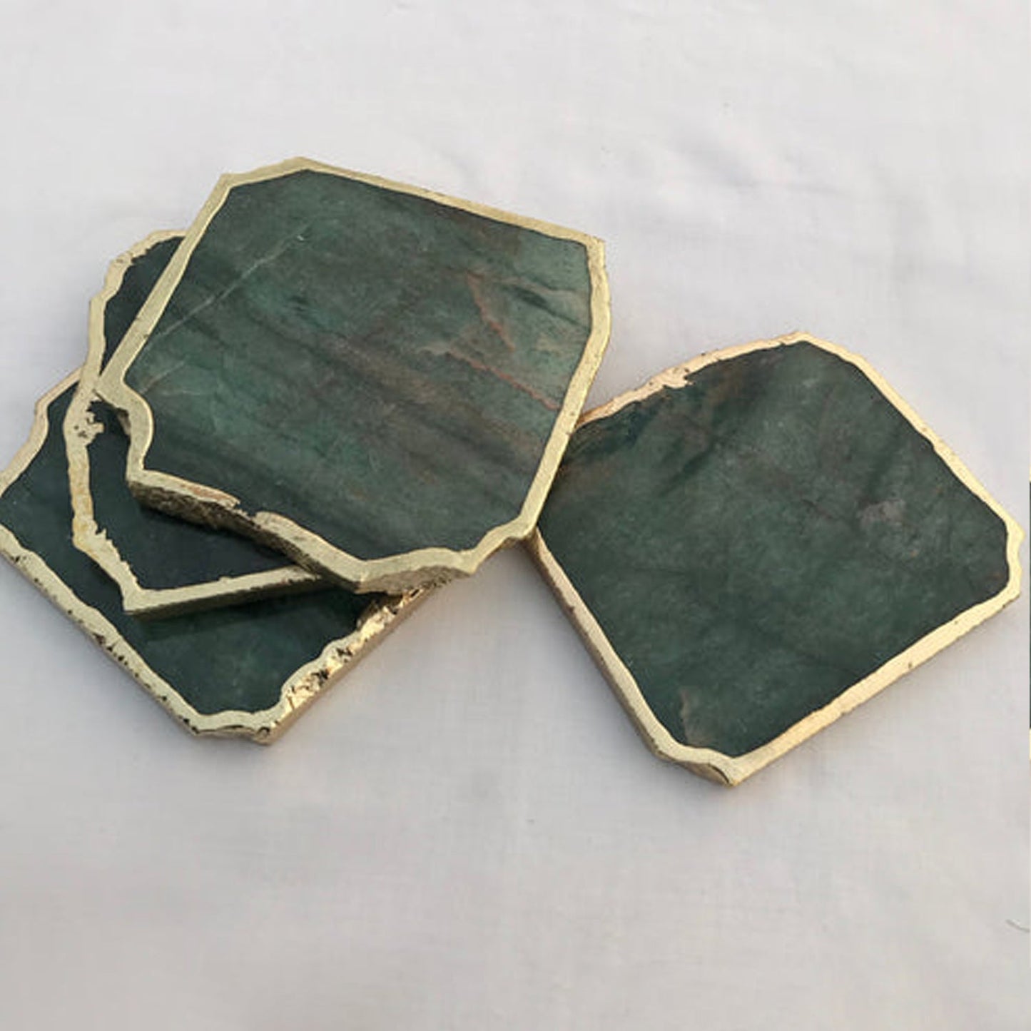 Sage Green Agate Aventurine Set of 4 Large Coasters/Personalised