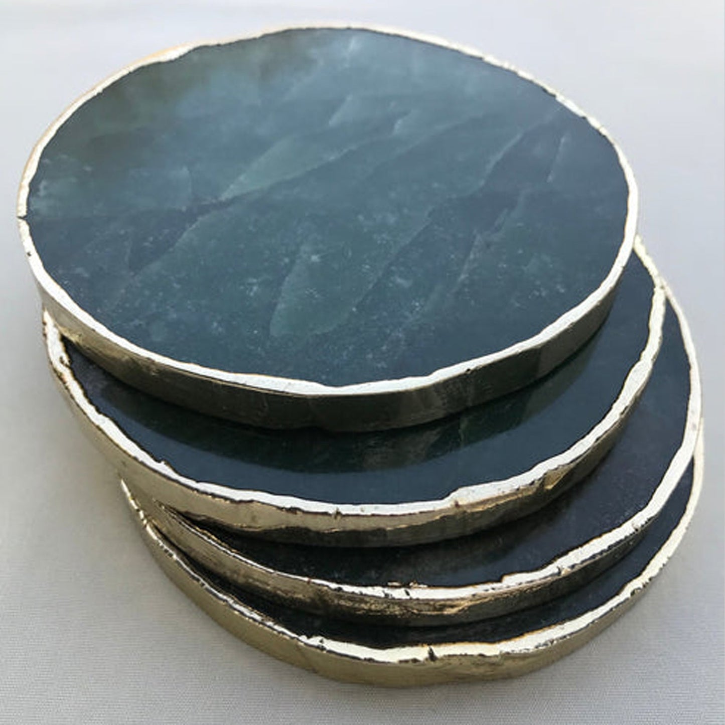 Sage Green Agate Hand Rounded Coasters - Set of 4 Large