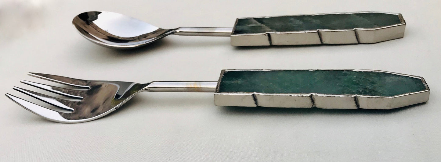 Green Agate Salad Server - Set of 2